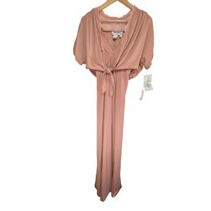 Vicky Vaughn Vintage 70s Pink Lace Maxi Dress Bolero Jacket Set ILGWU NWT 7 5908